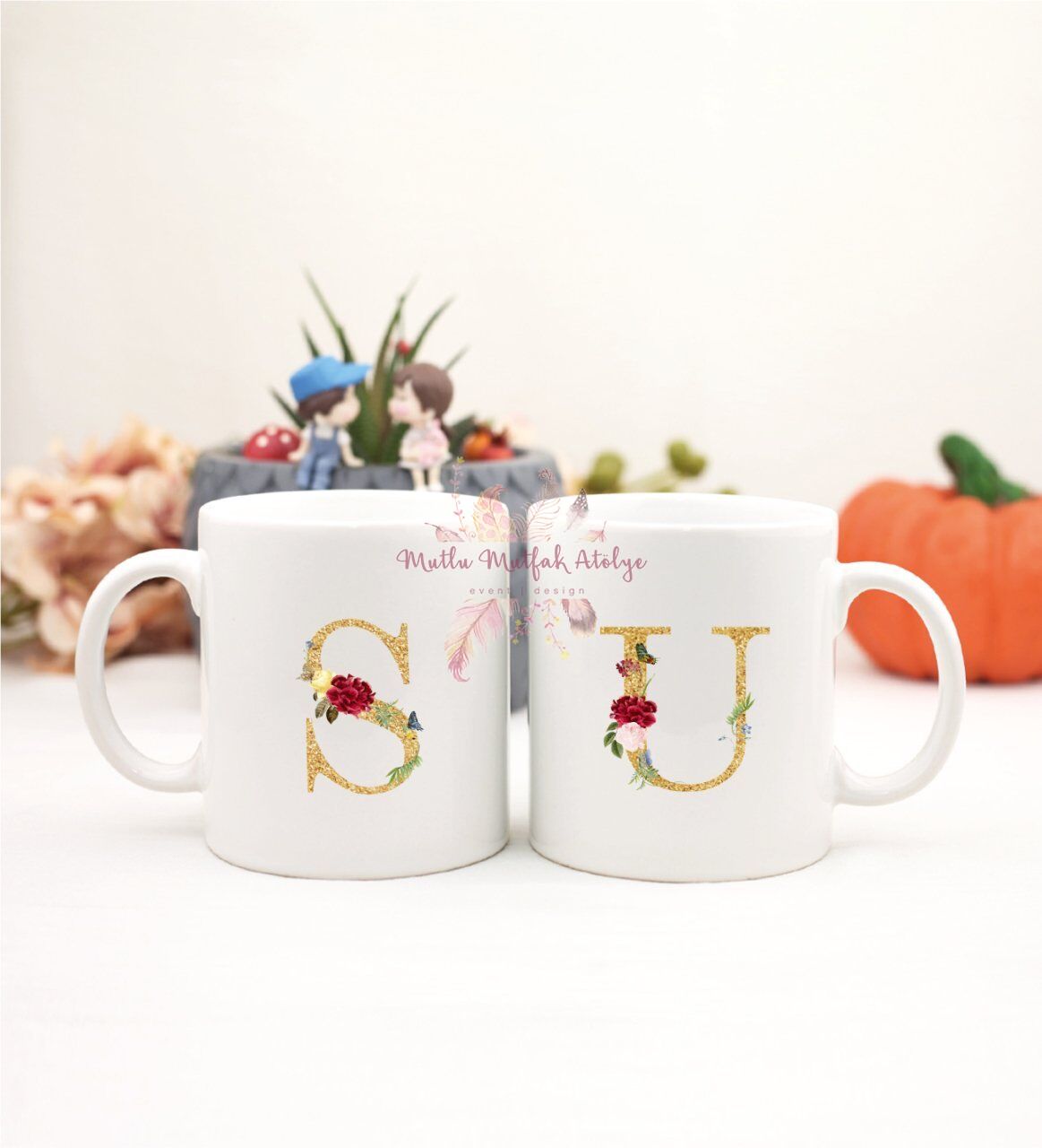 Gold Harfli İkili Kupa Bardak