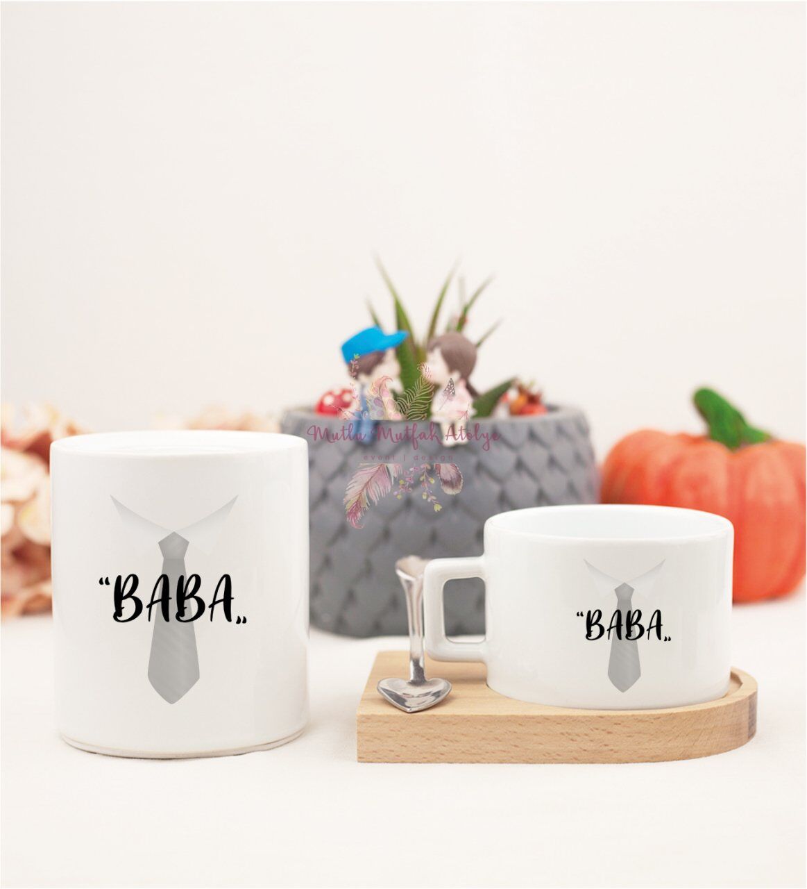 Babalar Günü Ahşap Altlıklı Fincan ve Kumbara