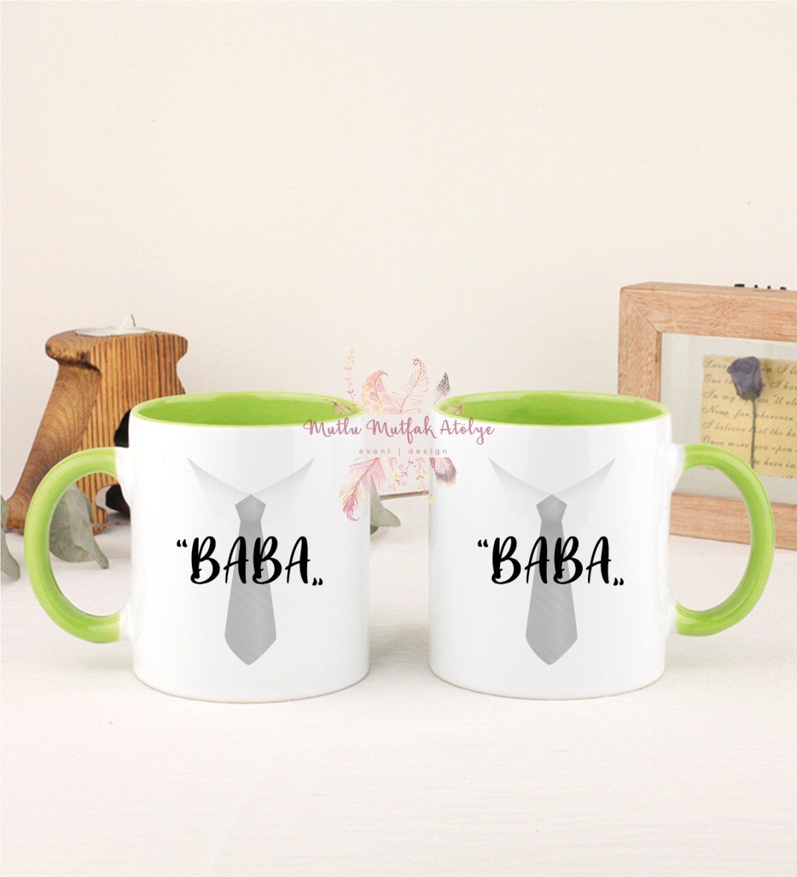 Babalar Günü İkili Yeşil Kupa Bardak