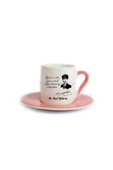 Kişiye Özel Öğretmenler Günü Hediyesi Atatürk ve İsimli Desenli Pembe Türk Kahvesi Fincanı