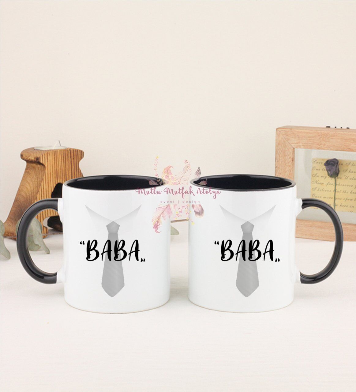 Babalar Günü İkili Siyah Kupa Bardak