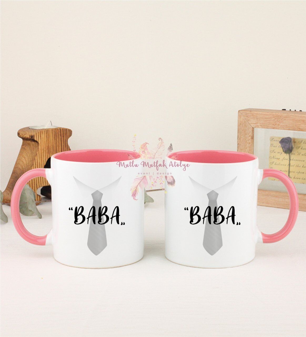 Babalar Günü İkili Pembe Kupa Bardak