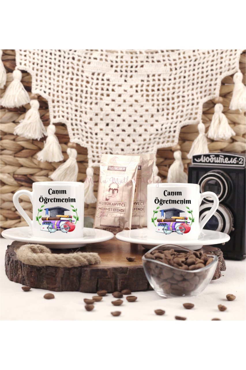 Öğretmenler Günü Hediyesi Canım Öğretmenim İkili Türk Kahvesi Fincanı