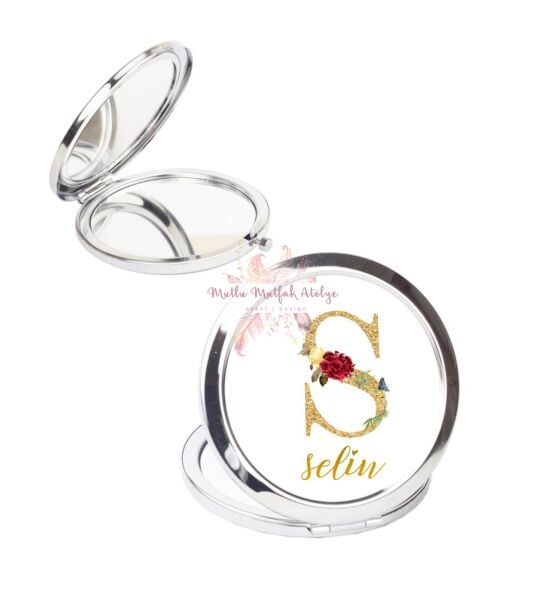 Kişiye Özel Gold Harfli ve İsimli Cep Aynası