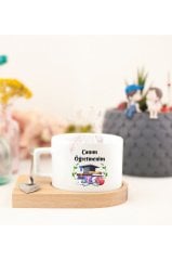 Öğretmenler Günü Hediyesi Canım Öğretmenim Ahşap Altlıklı Fincan