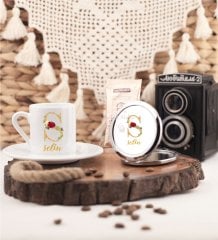 Kişiye Özel Gold Harfli ve İsimli Aynalı Kahve Fincanı
