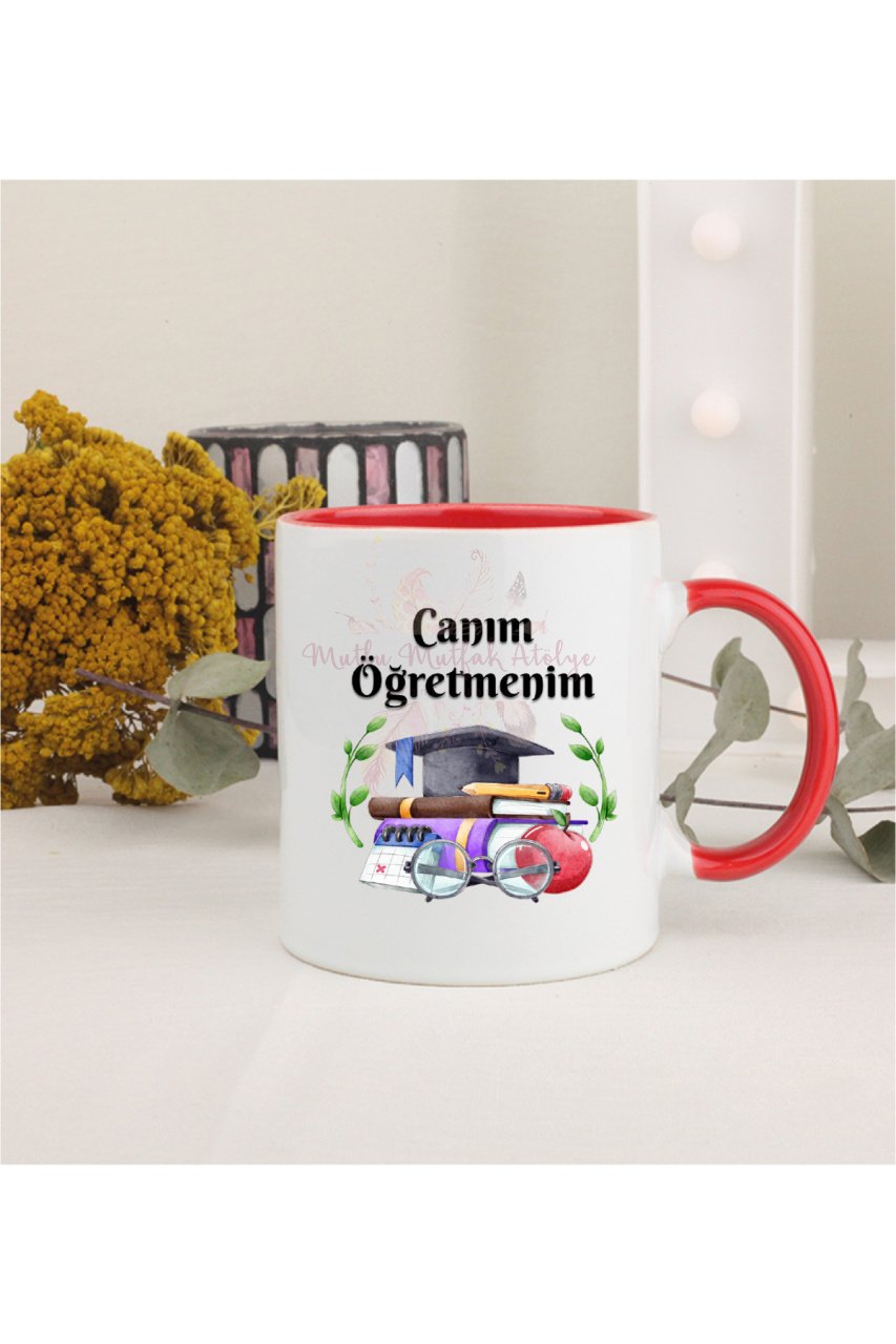 Öğretmenler Günü Hediyesi Canım Öğretmenim Kırmızı Kupa Bardak