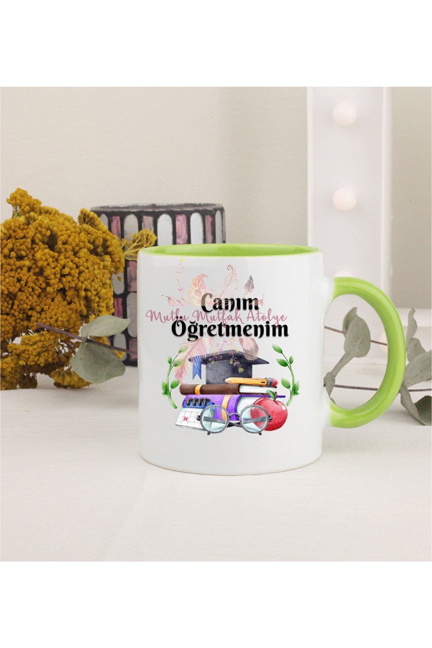 Öğretmenler Günü Hediyesi Canım Öğretmenim Yeşil Kupa Bardak