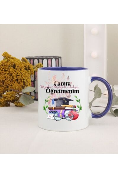 Öğretmenler Günü Hediyesi Canım Öğretmenim Lacivert Kupa Bardak