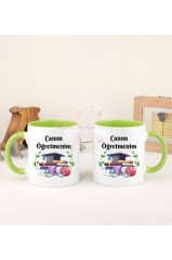 Öğretmenler Günü Hediyesi Canım Öğretmenim İkili Yeşil Kupa Bardak