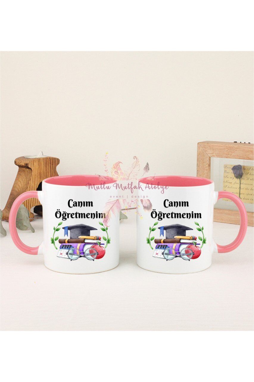Öğretmenler Günü Hediyesi Canım Öğretmenim İkili Pembe Kupa Bardak