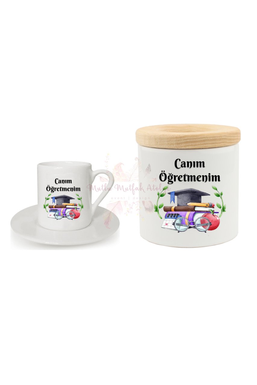 Öğretmenler Günü Hediyesi Canım Öğretmenim Kalemlik ve Türk Kahvesi Fincanı