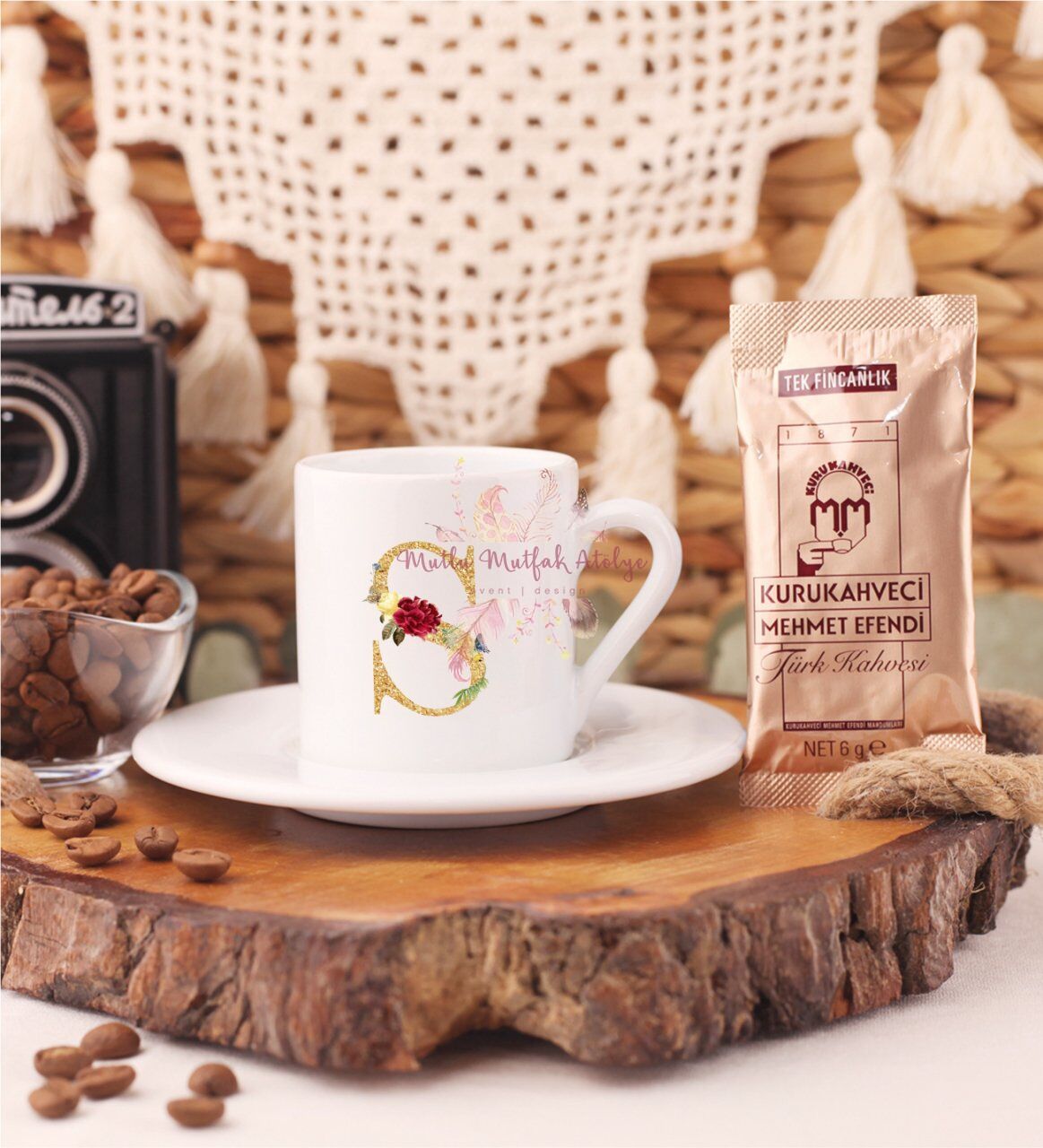 Gold Harfli Türk Kahvesi Fincanı