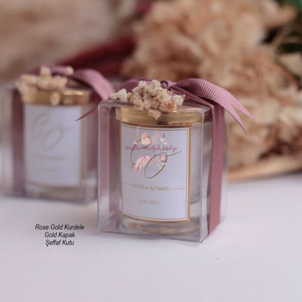 Hediyelik Çiçekli Kapaklı Kutulu Mum