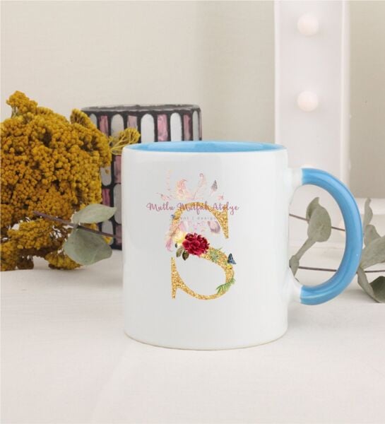 Gold Harfli Mavi Kupa Bardak