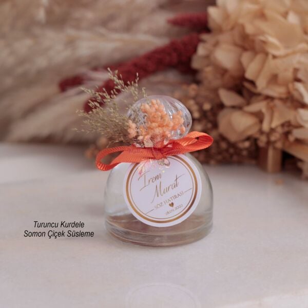 Yuvarlak Cam Şişe Çiçek Süslemeli Eyüp Sabri Tuncer Hediyelik Kolonya