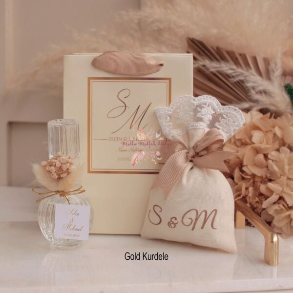 Hediyelik Kolonya, Baskılı Lavanta Kesesi ve Baskılı Karton Çanta Seti