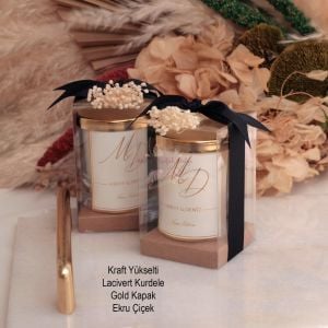 Hediyelik Çiçekli Kutulu Kapaklı Yükseltili Mum