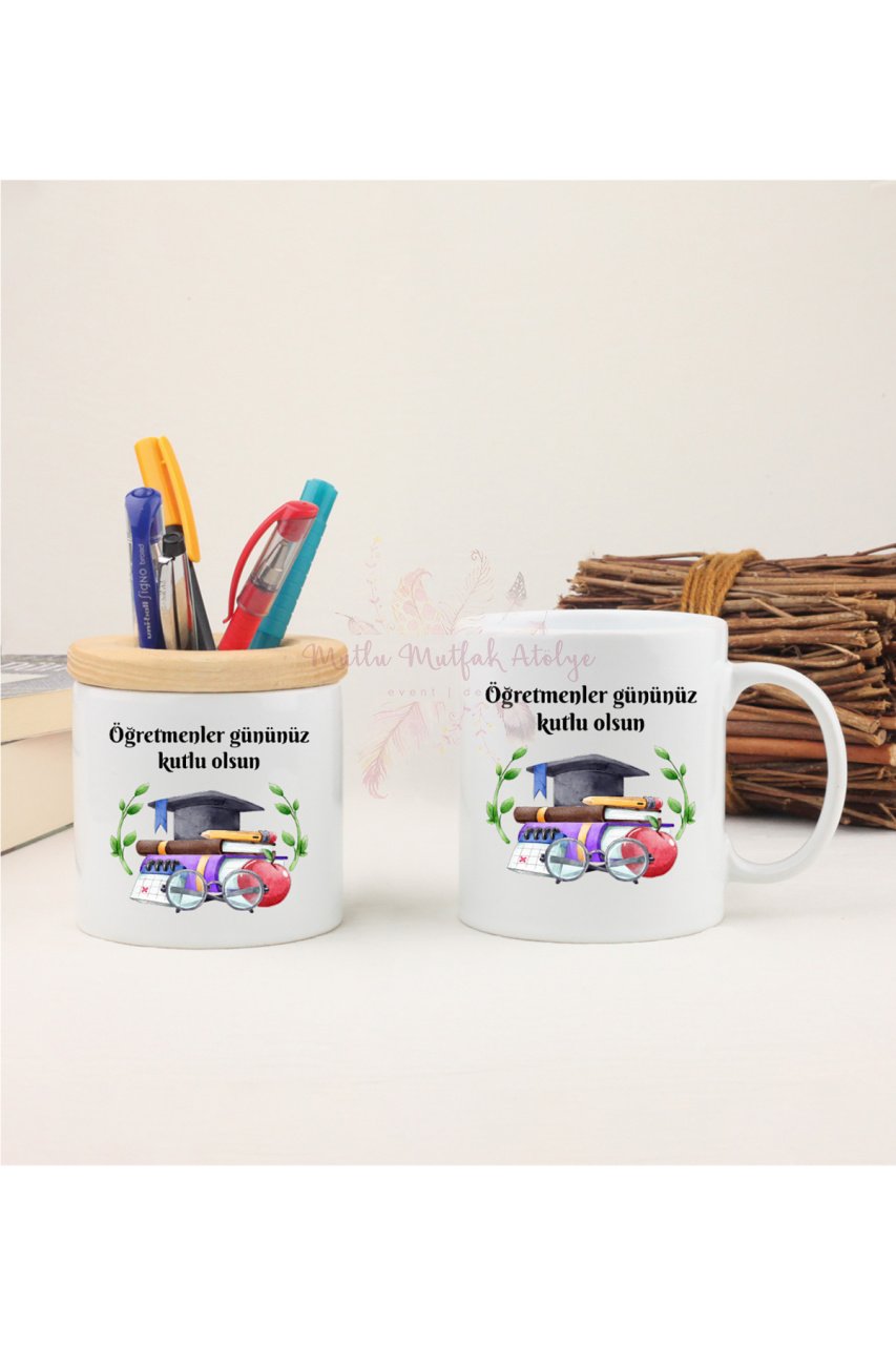 Öğretmenler Günü Hediyesi Kalemlik ve Kupa Bardak