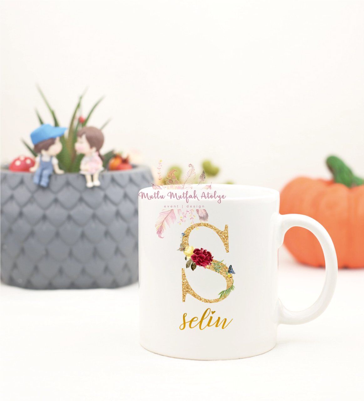 Kişiye Özel Gold Harfli ve İsimli Kupa Bardak