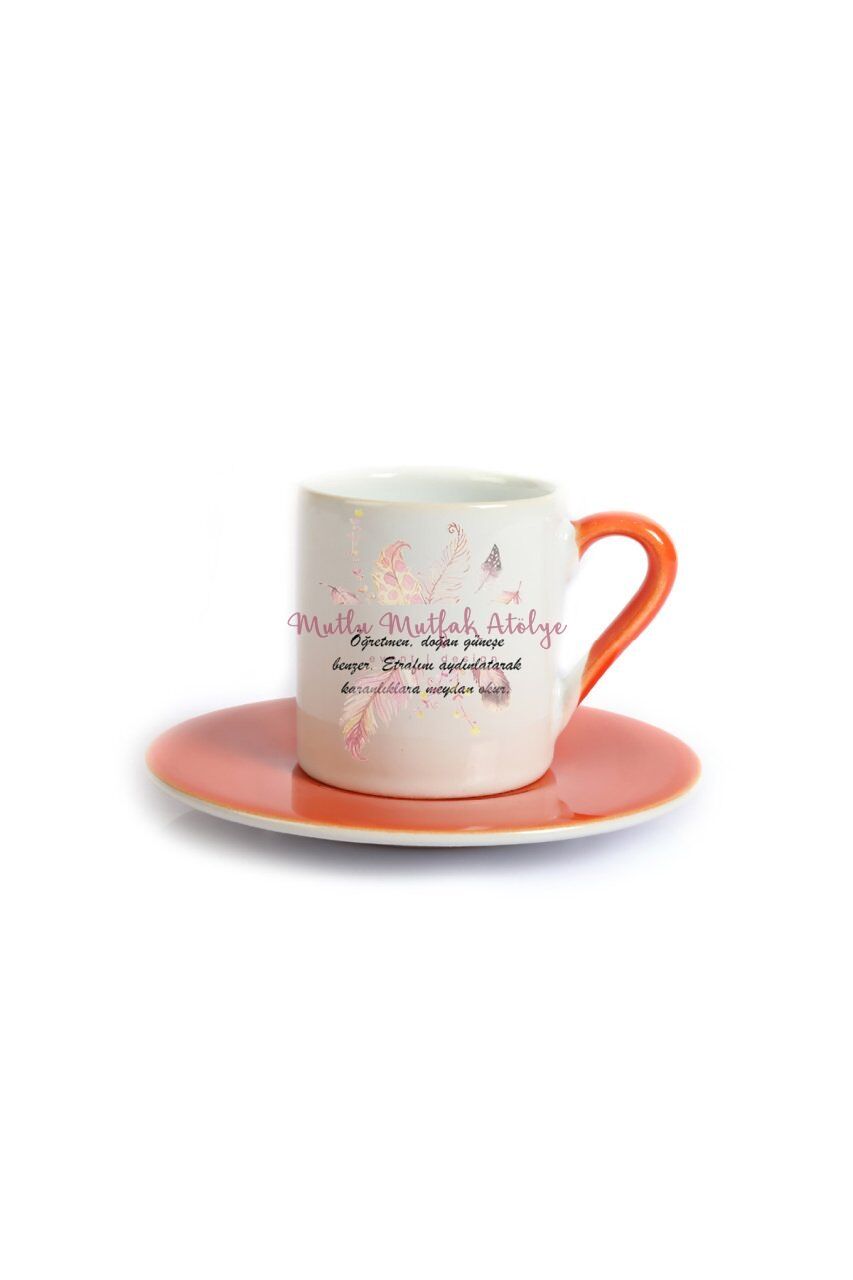 Öğretmenler Günü Hediyesi Turuncu Türk Kahvesi Fincanı