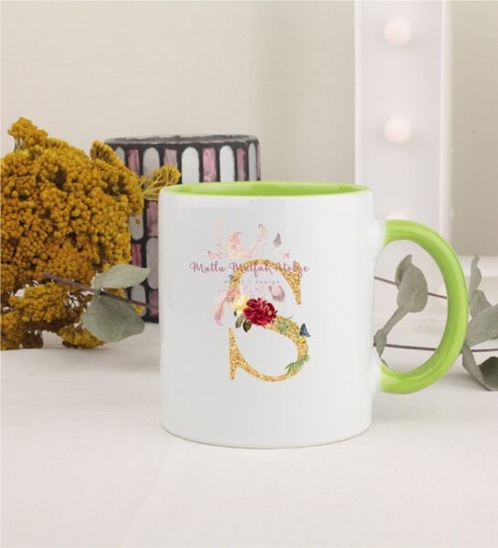 Gold Harfli Yeşil Kupa Bardak