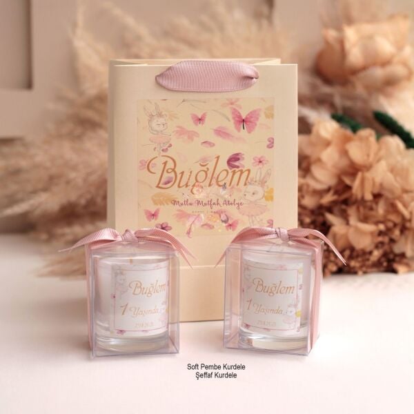 Hediyelik Kokulu Mum ve Baskılı Karton Çanta Seti
