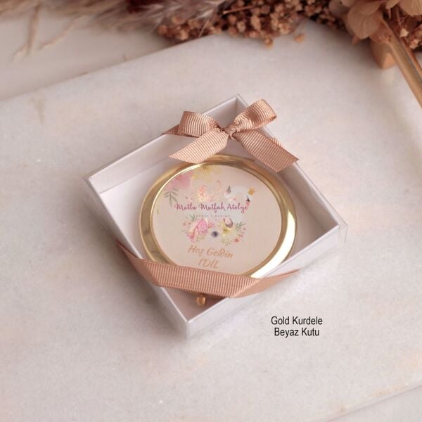 Hediyelik Kutulu Kapaklı Ayna Gold