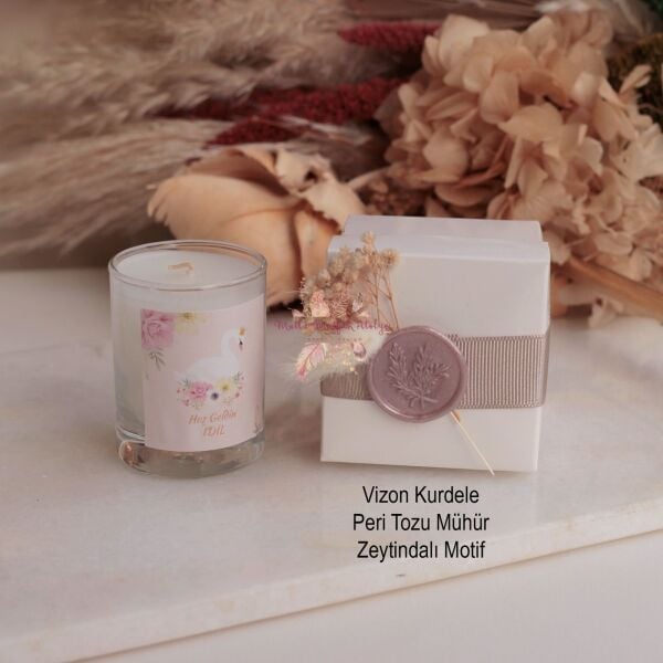 Hediyelik Mühürlü Çiçekli Kutulu Mum
