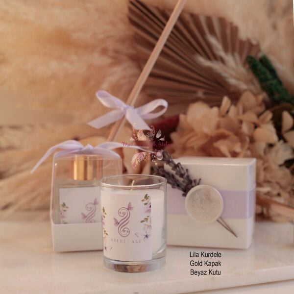 Hediyelik Mühürlü Kutulu Çiçekli  Mum Ve Oda Kokusu
