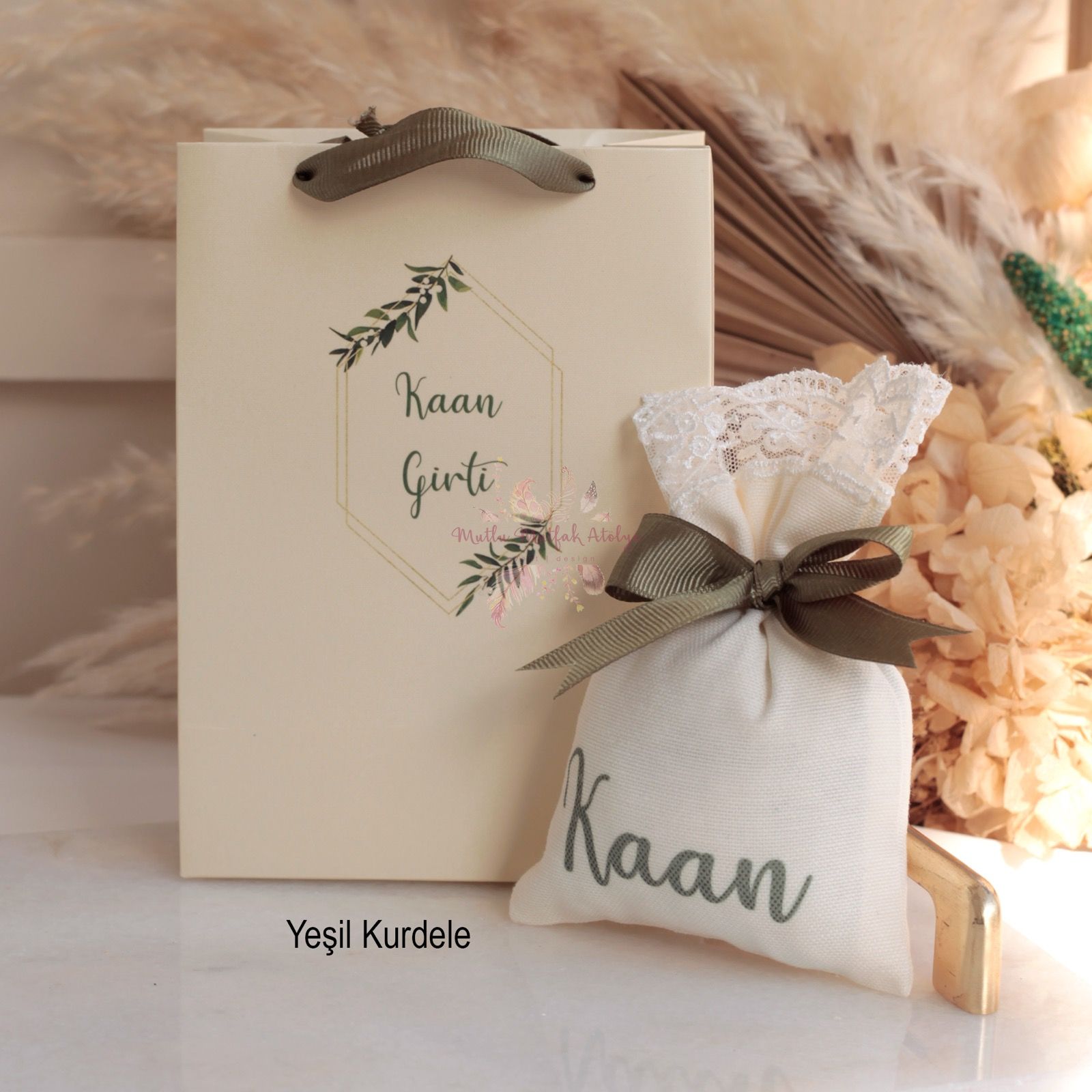 Hediyelik Lavanta Kesesi ve Baskılı Karton Çanta Seti