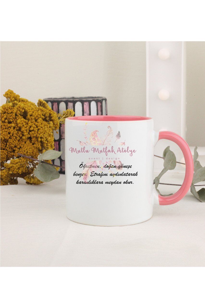 Öğretmenler Günü Hediyesi Pembe Kupa Bardak