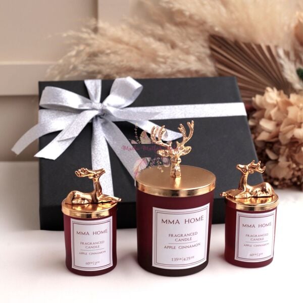 Hediye Kutulu Yılbaşı Mum Seti Elma Tarçın Kokulu