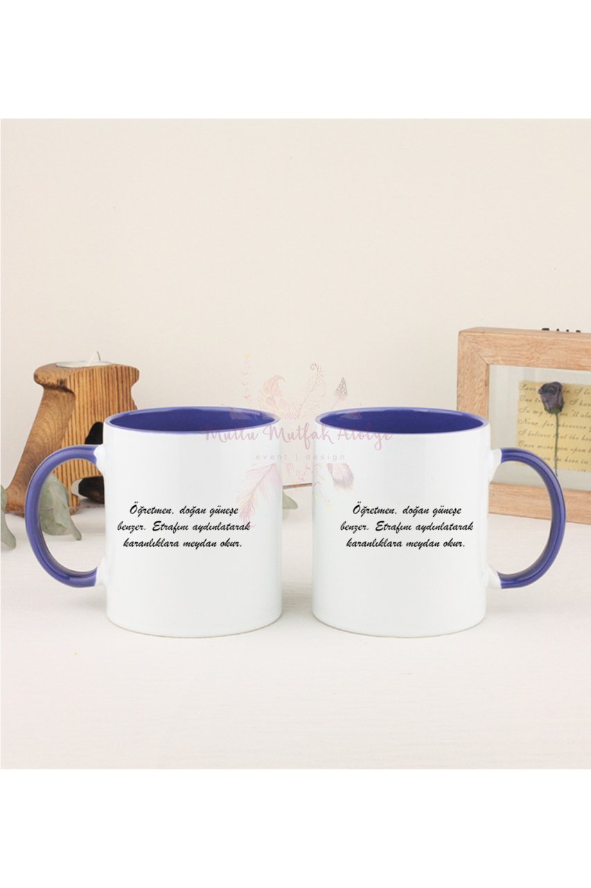 Öğretmenler Günü Hediyesi İkili Lacivert Kupa Bardak