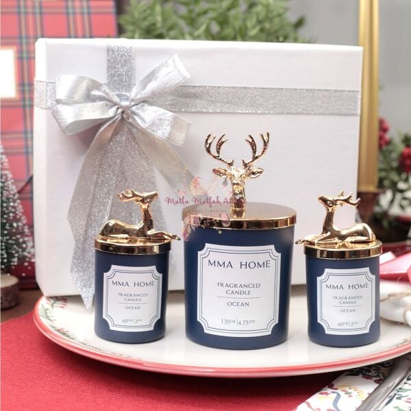 Hediye Kutulu Yılbaşı Mum Seti Okyanus Kokulu