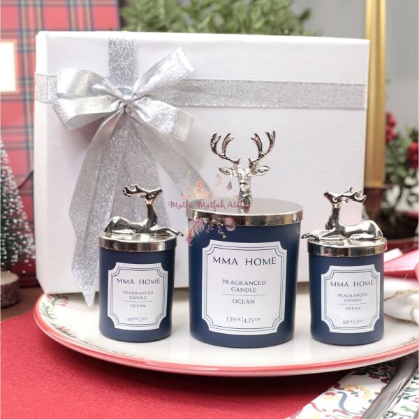 Hediye Kutulu Yılbaşı Mum Seti Okyanus Kokulu