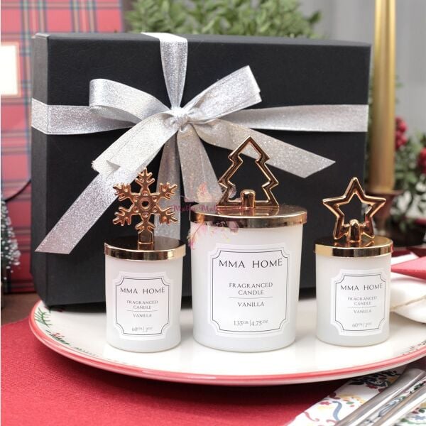 Hediye Kutulu Yılbaşı Mum Seti Vanilya Kokulu
