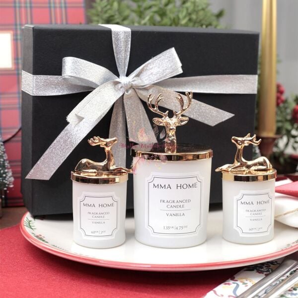Hediye Kutulu Yılbaşı Mum Seti Vanilya Kokulu