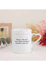 Öğretmenler Günü Hediyesi Beyaz Kalpli Kupa Bardak