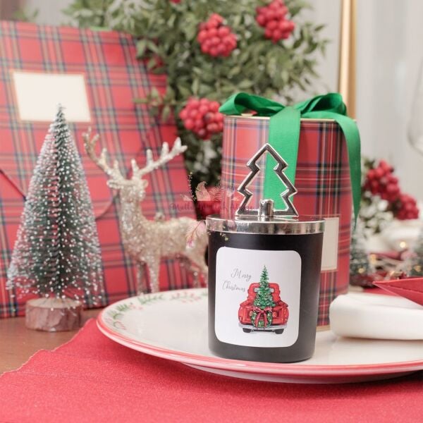 Yılbaşı Hediyelik Kutulu Çikolata Kokulu Mum