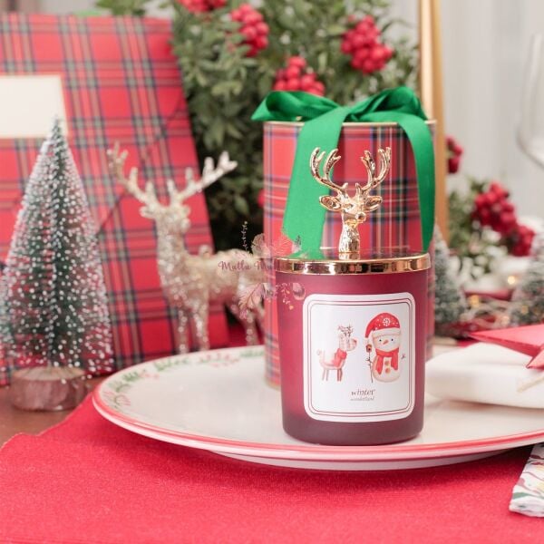 Yılbaşı Hediyelik Kutulu Elma Tarçın Kokulu Mum