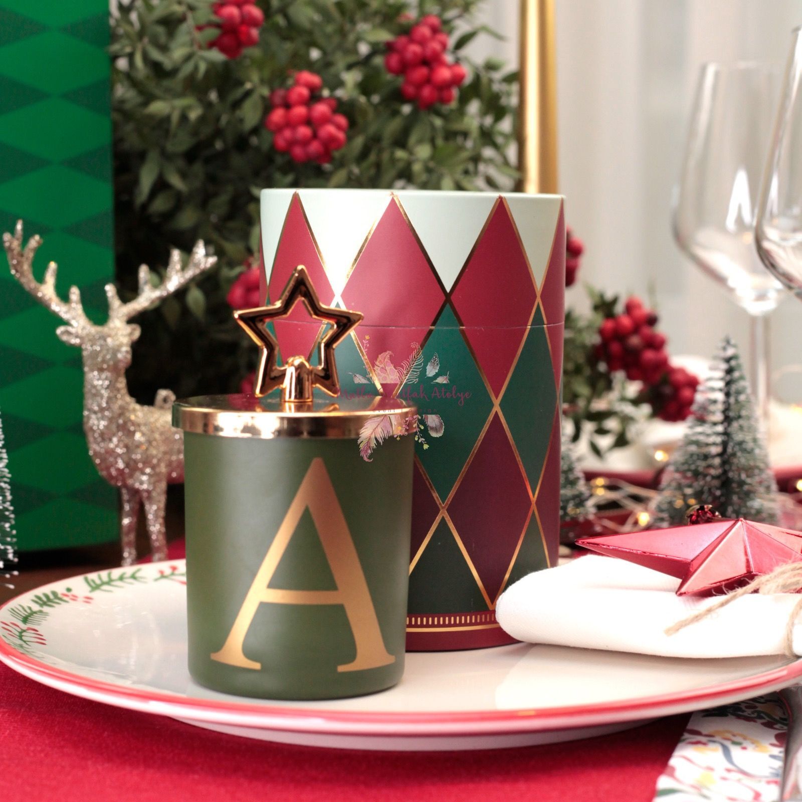 Yılbaşı Hediyelik Kutulu Kurabiye Kokulu Mum