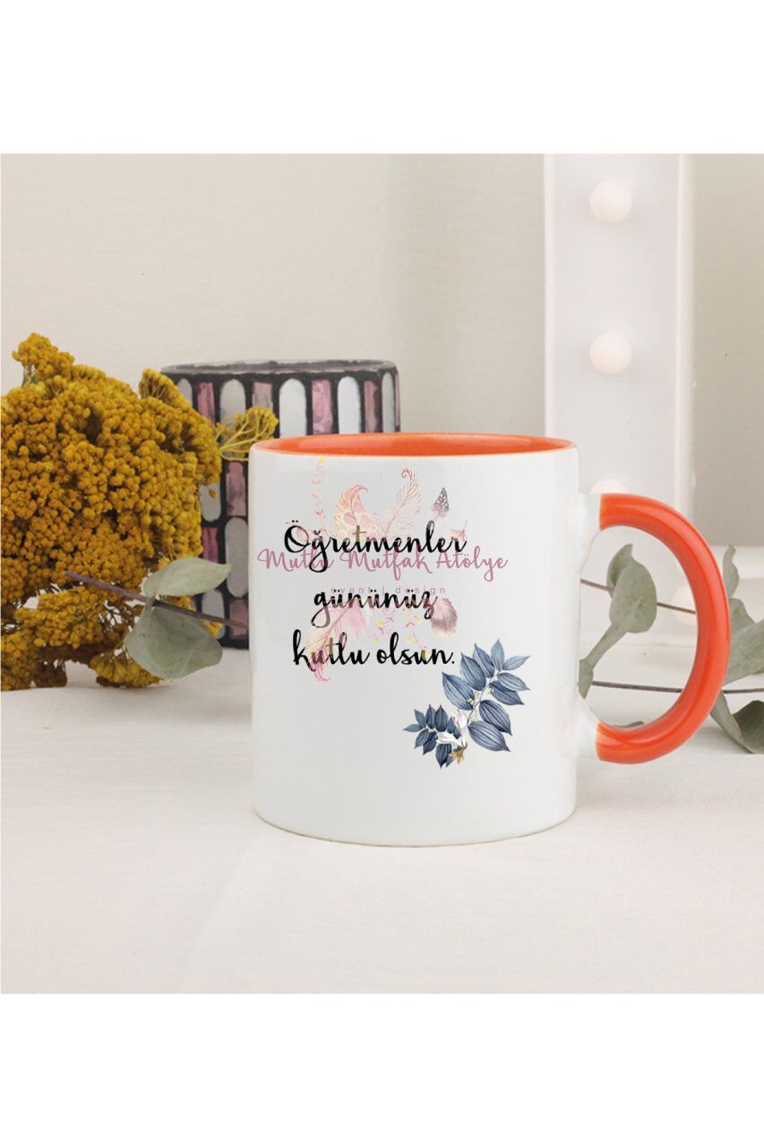 Öğretmenler Günü Hediyesi  Turuncu Kupa Bardak