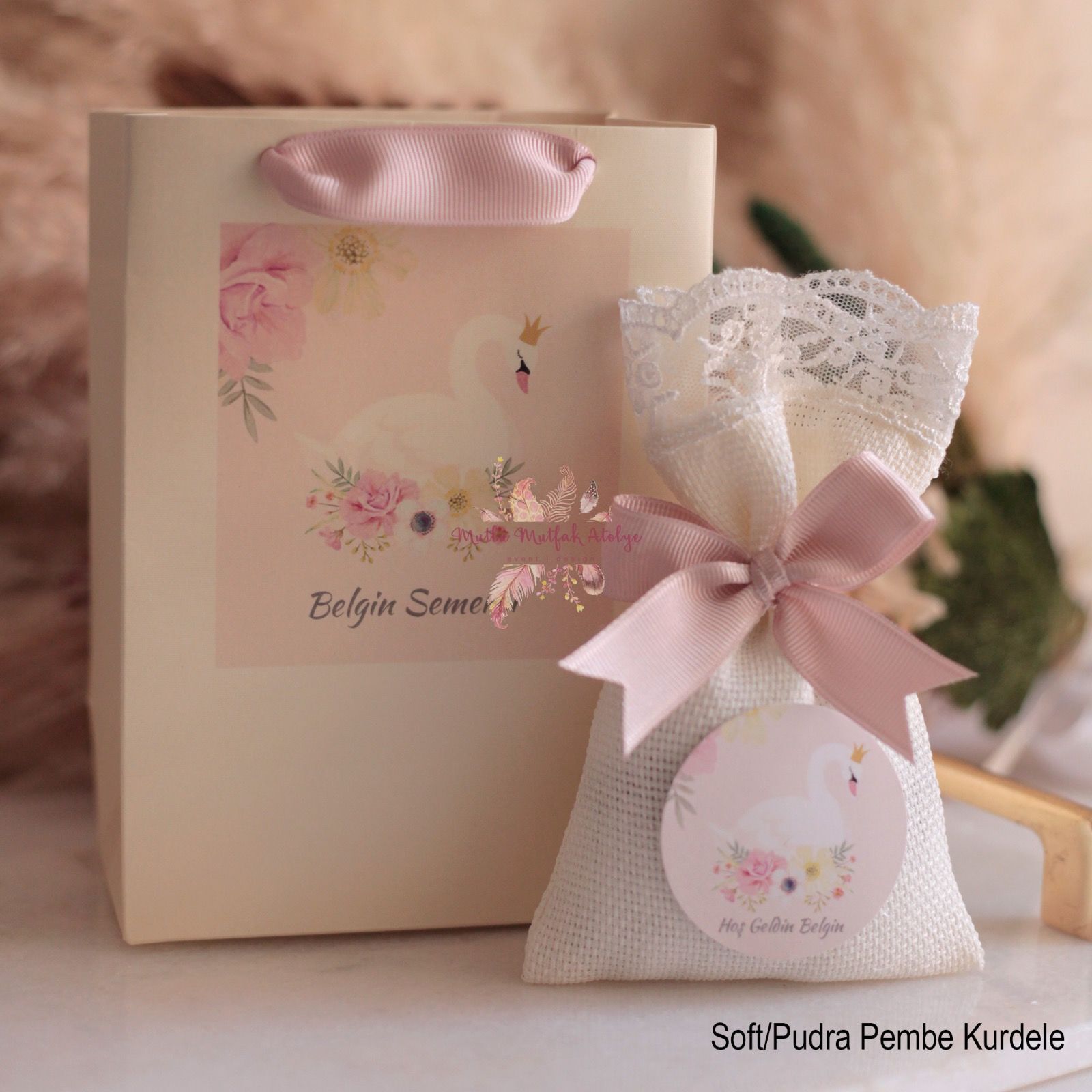 Hediyelik Lavanta Kesesi ve Baskılı Karton Çanta Seti