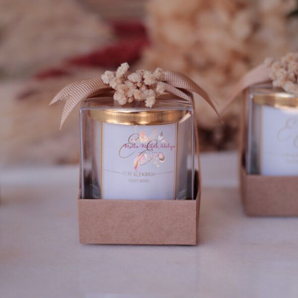 Hediyelik Kapaklı Çiçekli Kutulu Mum