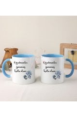 Öğretmenler Günü Hediyesi  İkili Mavi Kupa Bardak
