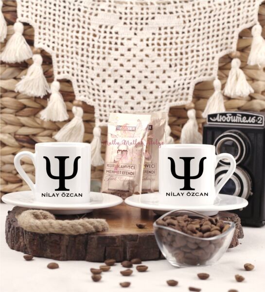 Kişiye Özel Psikolog İkili Türk Kahvesi Fincanı