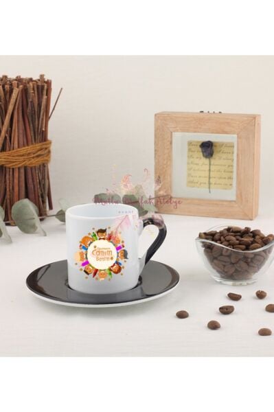 Öğretmenler Günü Hediyesi Canım Öğretmenim  Siyah Türk Kahvesi Fincanı