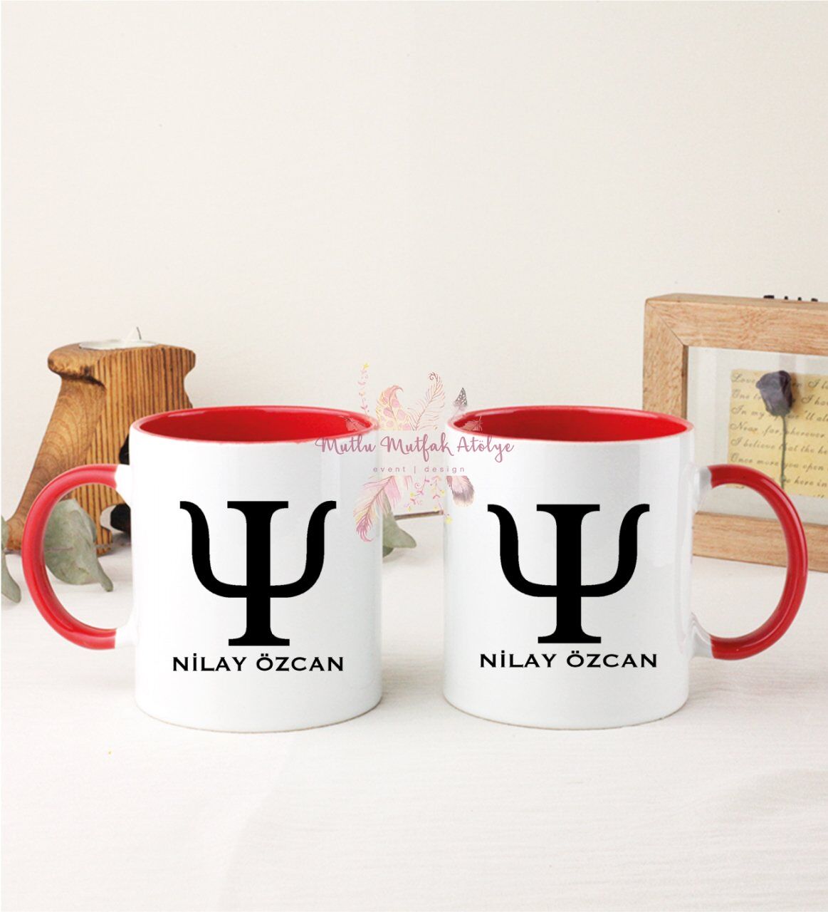 Kişiye Özel Psikolog İkili Kırmızı Kupa Bardak