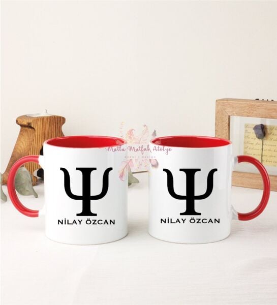 Kişiye Özel Psikolog İkili Kırmızı Kupa Bardak